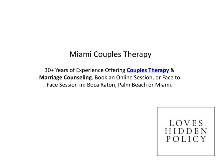 Ppt Couples Therapy And Marriage Counseling Powerpoint Presentation