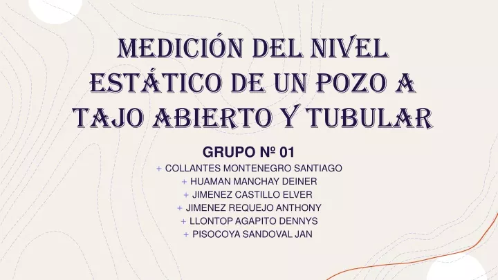 medici n del nivel est tico de un pozo a tajo abierto y tubular