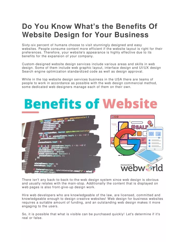 do you know what s the benefits of website design
