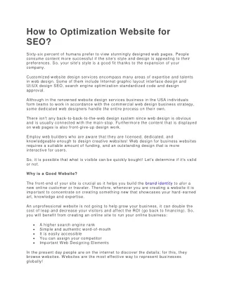 How to Optimization Website for SEO