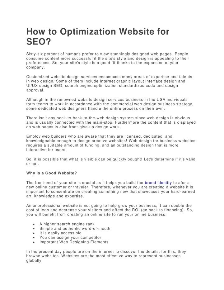 how to optimization website for seo