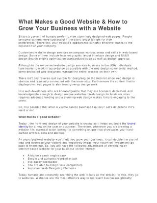 What Makes a Good Website & How to Grow Your Business with a Website