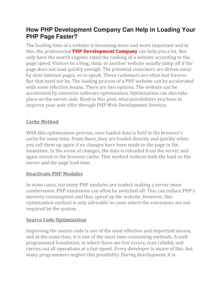 how php development company can help in loading