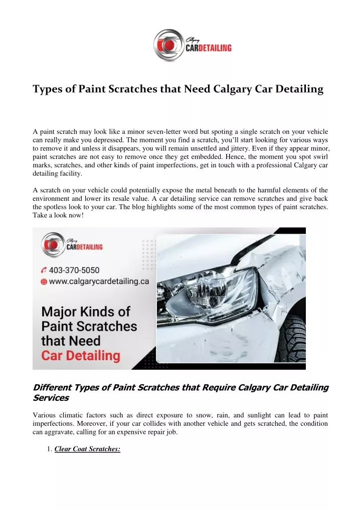 types of paint scratches that need calgary