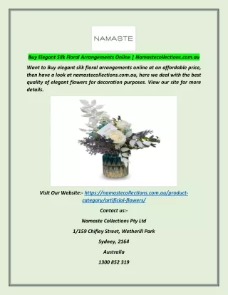 Buy Elegant Silk Floral Arrangements Online | Namastecollections.com.au