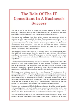 The Role Of The IT Consultant In A Business’s Success