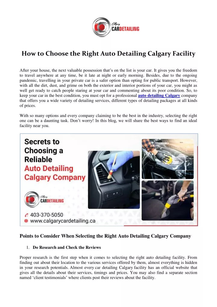 how to choose the right auto detailing calgary