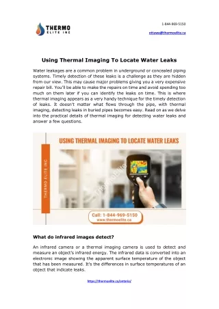 Using Thermal Imaging To Locate Water Leaks