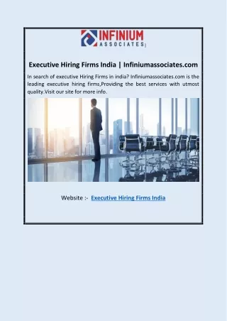 Executive Hiring Firms India | Infiniumassociates.com