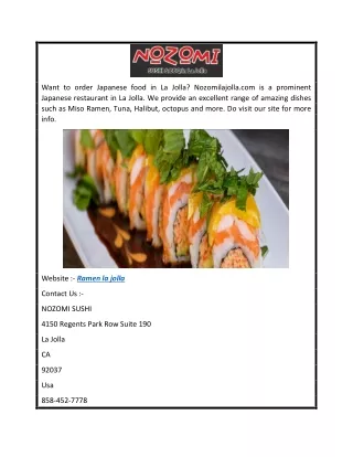 want to order japanese food in la jolla