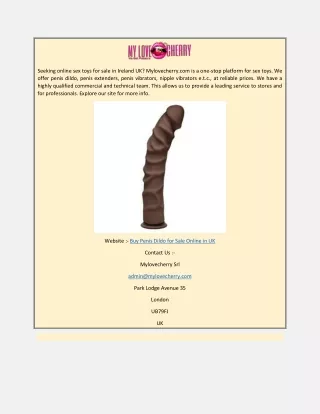 Buy Penis Dildo for Sale Online in Uk  Mylovecherry.com