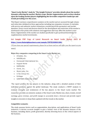 smart locks market study by the insight partners