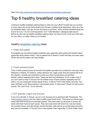 Top 6 healthy breakfast catering ideas