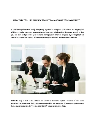 how task tools to manage projects can benefit