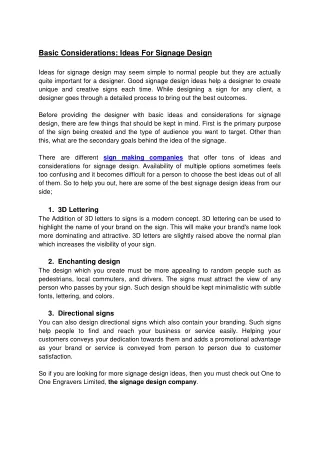 basic considerations ideas for signage design