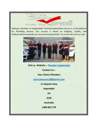 Plumber Hughesdale | Yourchoiceplumbers.com.au