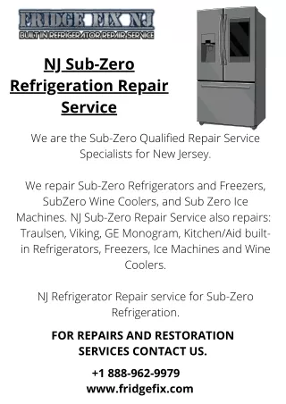 nj sub zero refrigeration repair service