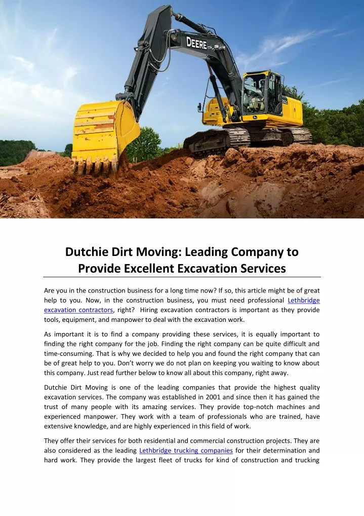 dutchie dirt moving leading company to provide