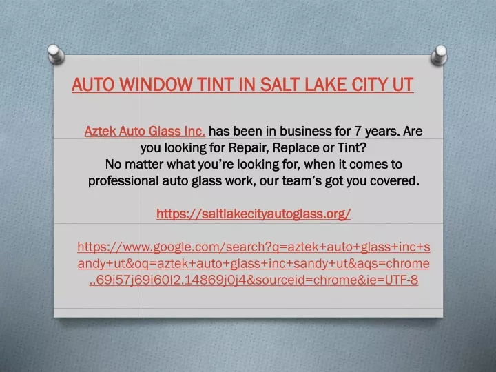 auto window tint in salt lake city ut