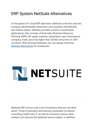 ERP System NetSuite Alternatives