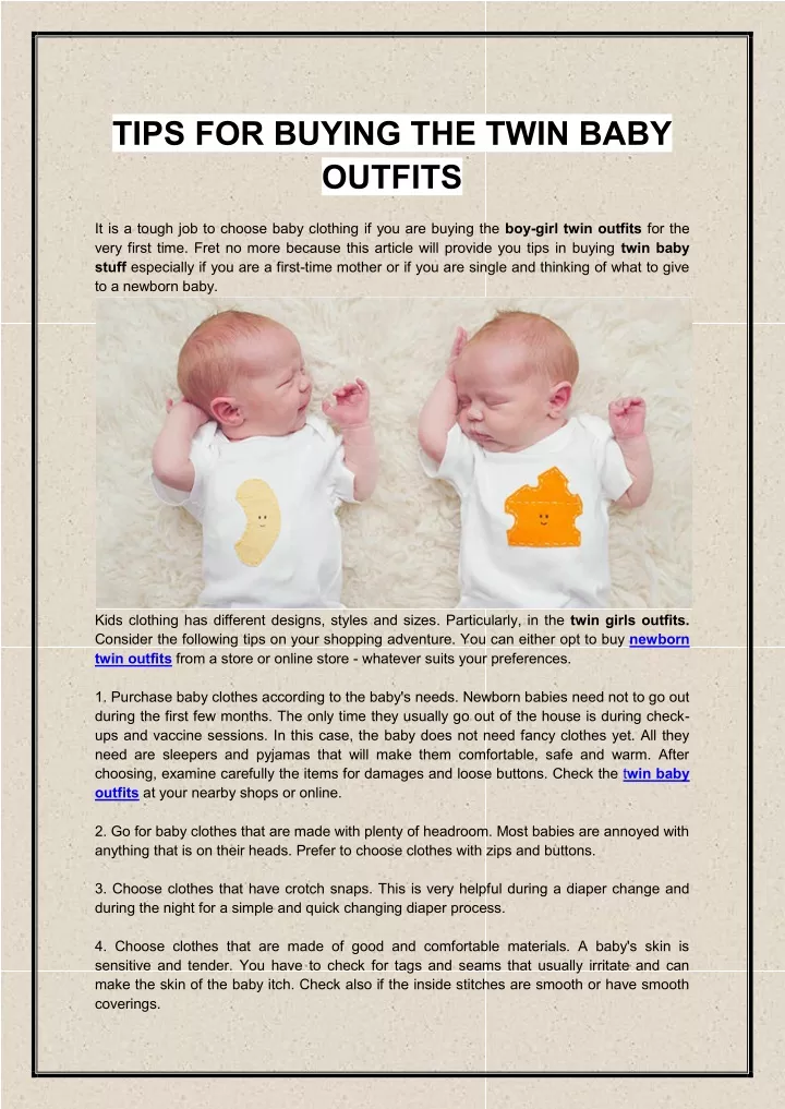 tips for buying the twin baby outfits