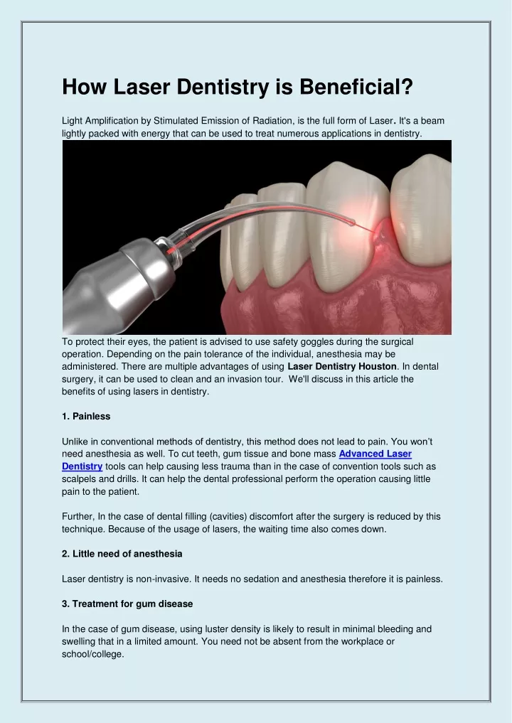 how laser dentistry is beneficial light