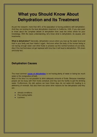 what you should know about dehydration