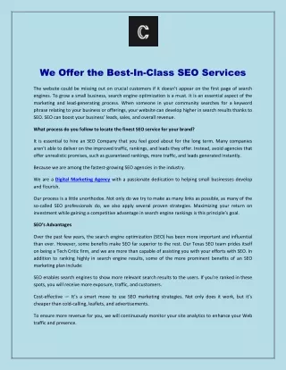 We Offer the Best-In-Class SEO Services