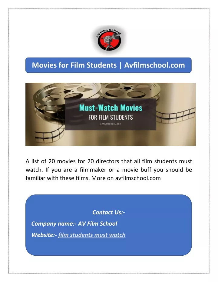 movies for film students avfilmschool com