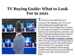 TV Buying Guide: What to Look For in 2021