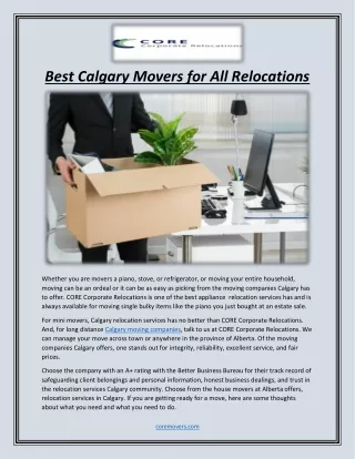 Best Calgary Movers for All Relocations