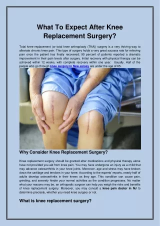 what to expect after knee replacement surgery