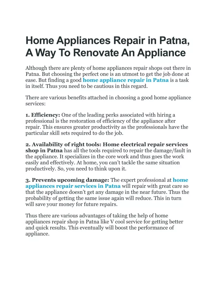 home appliances repair in patna a way to renovate
