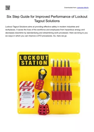 Six Step Guide for Improved Performance of Lockout Tagout Solutions