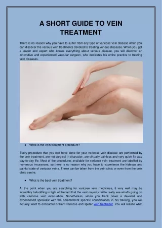 A SHORT GUIDE TO VEIN TREATMENT