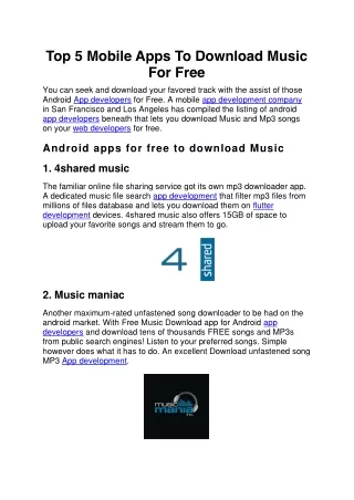 top 5 mobile apps to download music for free