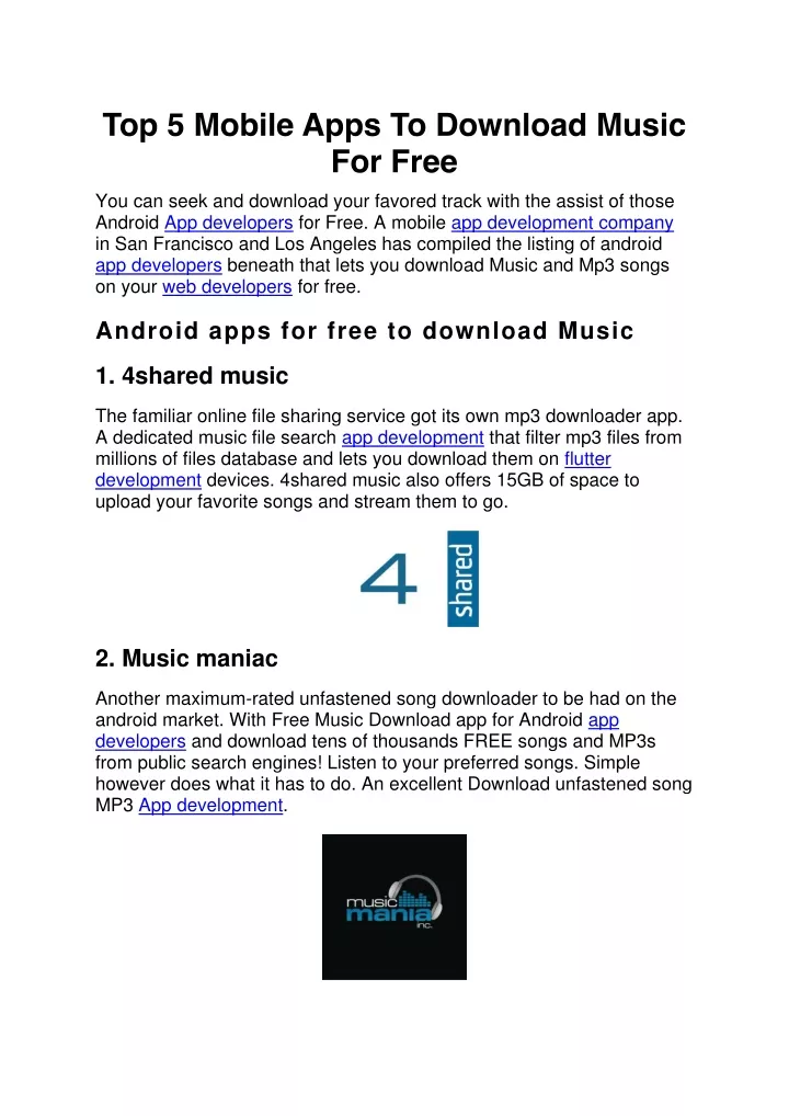 top 5 mobile apps to download music for free