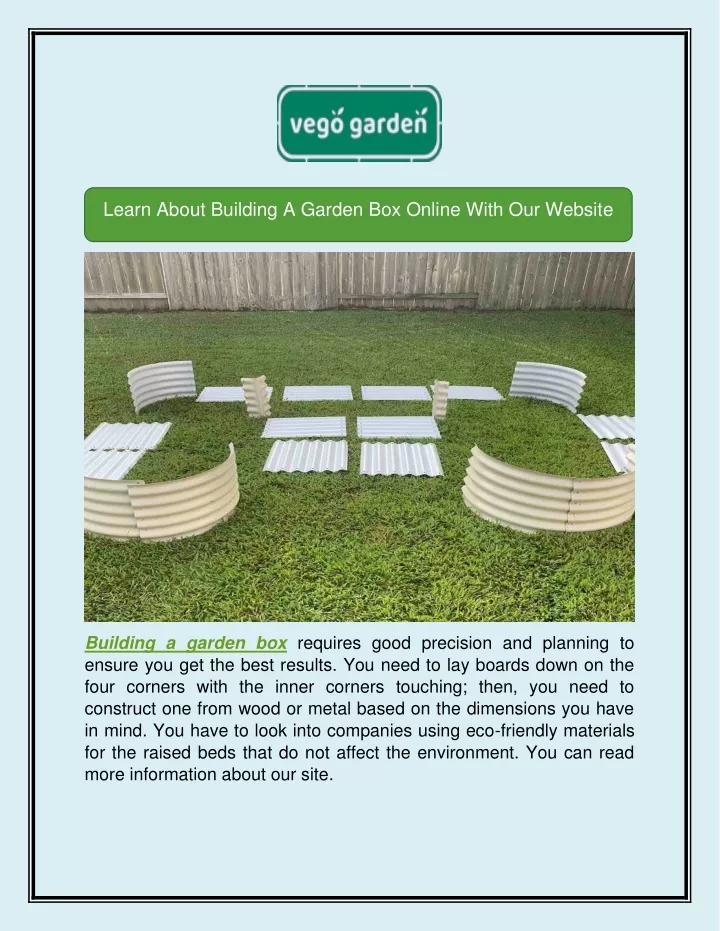 learn about building a garden box online with