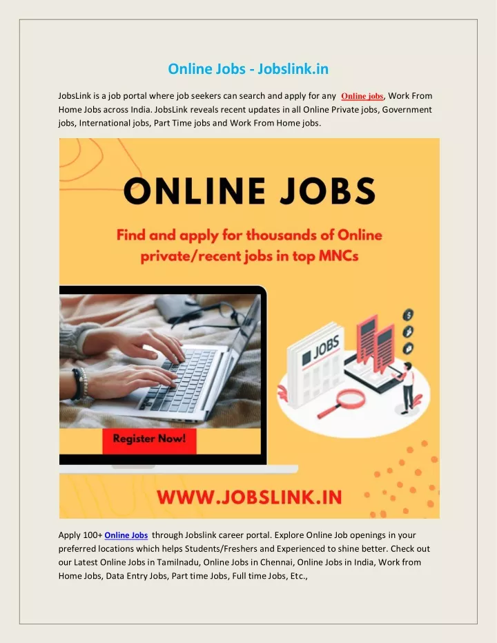 online jobs jobslink in