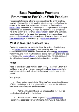 best practices frontend frameworks for your