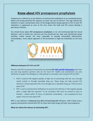 Know about HIV preexposure prophylaxis