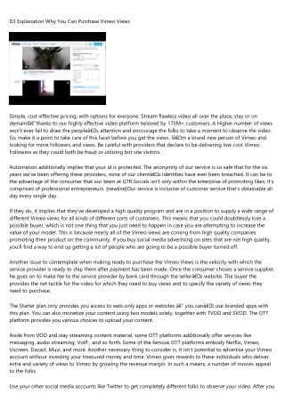 3 explanation why you can purchase vimeo views