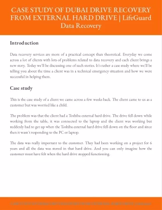 Case Study Lifeguard Data recovery