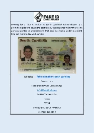 Fake Id Maker South Carolina | Fakeidndl.com