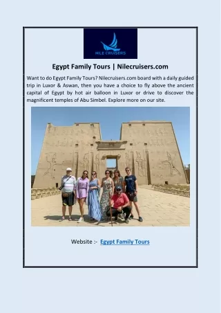 Egypt Family Tours | Nilecruisers.com