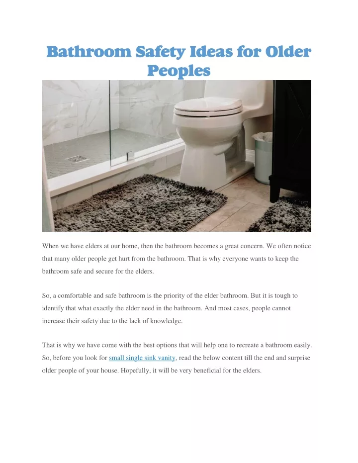 bathroom safety ideas for older peoples