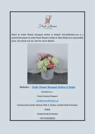 Order Flower Bouquet Online in Dubai | Aromaflowers.ae