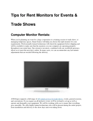 tips for rent monitors for events