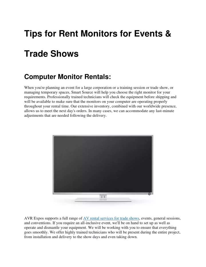 tips for rent monitors for events