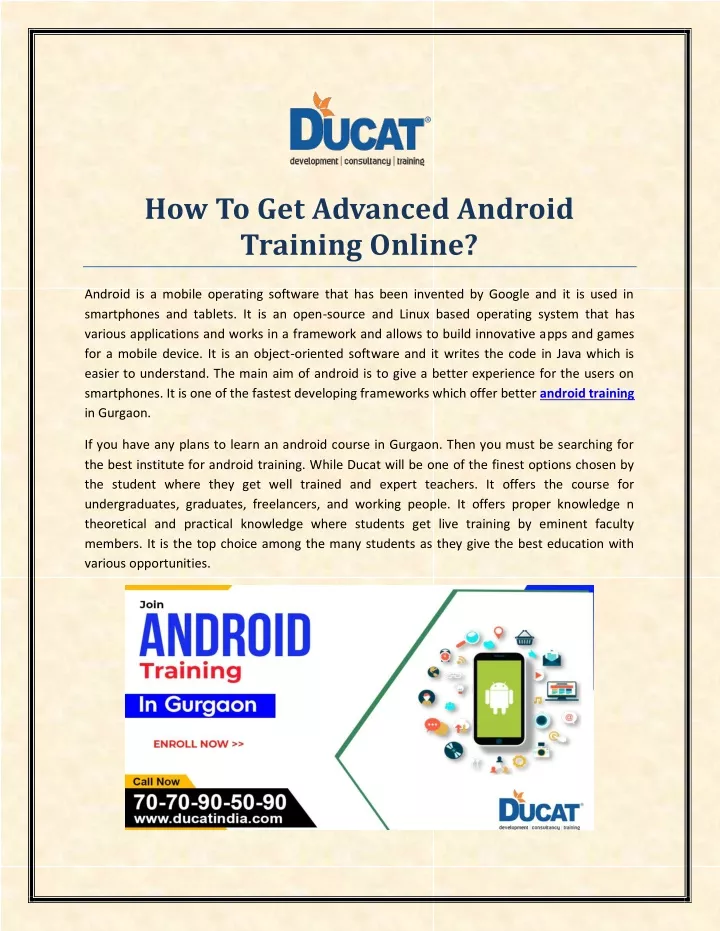 how to get advanced android training online